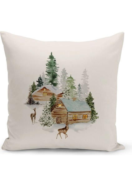 Yılbaşı Serisi Çift Tarafı Dijital Baskılı Kırlent Kılıfı (Christmas Noel Cushion Cover)