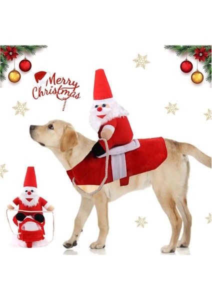 Köpek ve kedi için kırmızı-beyaz Noel Baba takım seti, şık ve eğlenceli görünüm sağlar.