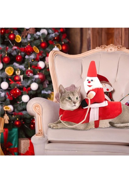 Köpek ve kedi için kırmızı-beyaz Noel Baba takım seti, şık ve eğlenceli görünüm sağlar.