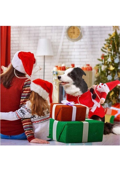 Köpek ve kedi için kırmızı-beyaz Noel Baba takım seti, şık ve eğlenceli görünüm sağlar.