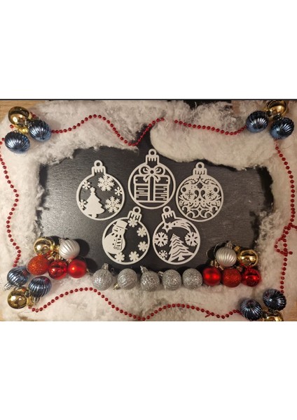 5 Adet Yuvarlak Beyaz Noel Süsü Yeni Yıl Ağacı Yılbaşı Süsü fiyatları