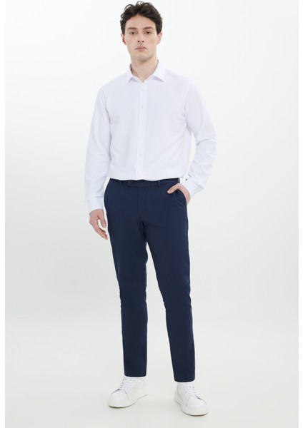 Erkek Lacivert Slim Fit İtalyan Kesim Yan Cepli Esnek Casual Pantolon fiyatları