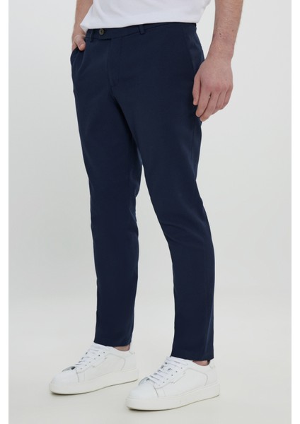 Erkek Lacivert Slim Fit İtalyan Kesim Yan Cepli Esnek Casual Pantolon indirimleri