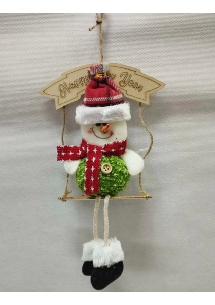 Yılbaşı Noel Kapı Süsü Kardan Adamlı 30 cm
