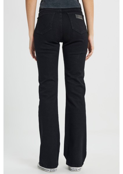 Flare Fit Normal Bel Geniş Paça Siyah Esnek Jean Denim Pantolon fırsatları