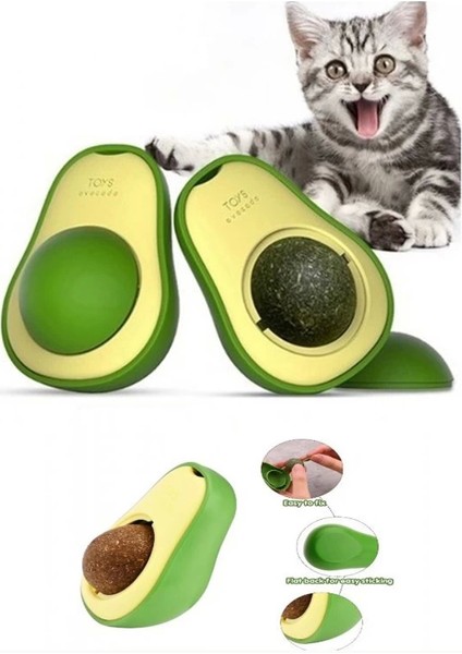 Avakado Kedi Naneli Ithal Catnip 360 Derece Dönebilen Yalama Oyun Topu - 1OL6674-9403