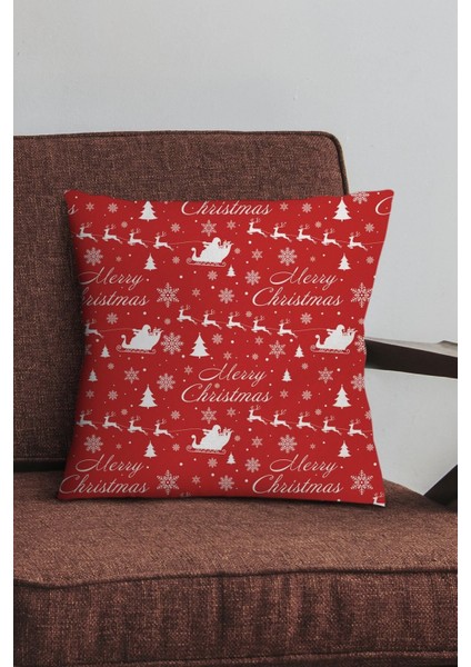 Yeni Yıl Dekoratif Gizli Fermuar Çift Taraflı Christmas Kırlent Yastık Kılıfı 43 x 43 cm KRL1037
