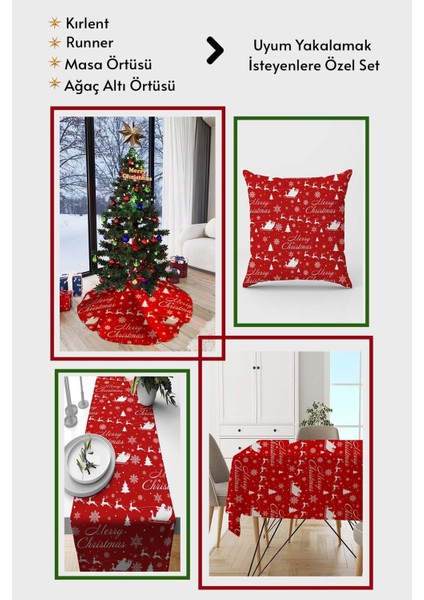 Yeni Yıl Dekoratif Gizli Fermuar Çift Taraflı Christmas Kırlent Yastık Kılıfı 43 x 43 cm KRL1037