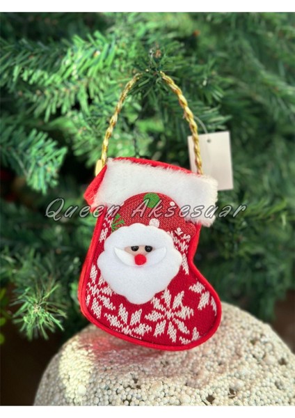 Lüks Koleksiyonluk Yılbaşı Ağaç Dekorasyon Kapaklı Hediye Kutusu Çanta Noel Baba Ağacı Süslü