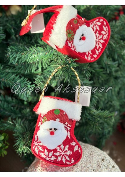 Lüks Koleksiyonluk Yılbaşı Ağaç Dekorasyon Kapaklı Hediye Kutusu Çanta Noel Baba Ağacı Süslü