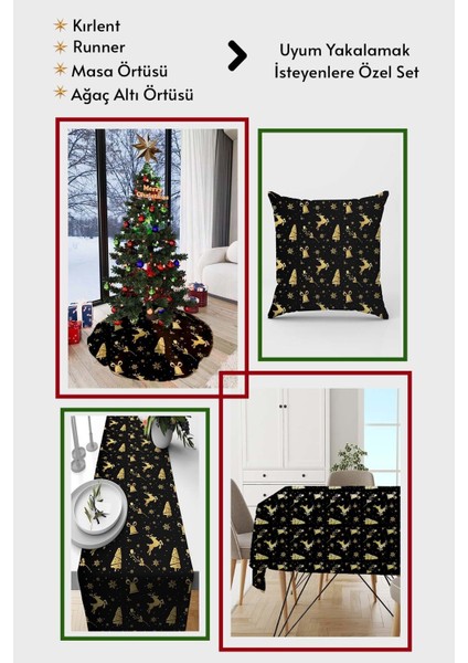 Yeniyıl Dekoratif Gizli Fermuar Çift Taraflı Yılbaşı Kırlent Yastık Kılıfı 43 x 43 cm KRL1042 fiyatları