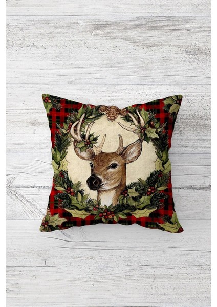 Yılbaşı Geyik Noel Christmas Gizli Fermuarlı Kırlent Kılıfı Koltuk Yastık Kılıfı TAKIM(4ADET) fiyatları