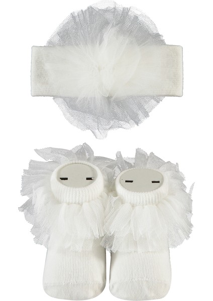 Kız Bebek Çorap Ekru