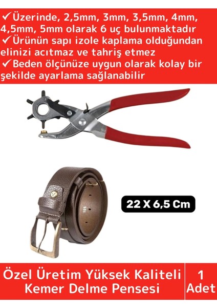 Özel Üretim Kaliteli Delik Uç Açıcı Ayarlanabilir 6 Farklı Uçlu Metal Kemer Delme Pensesi