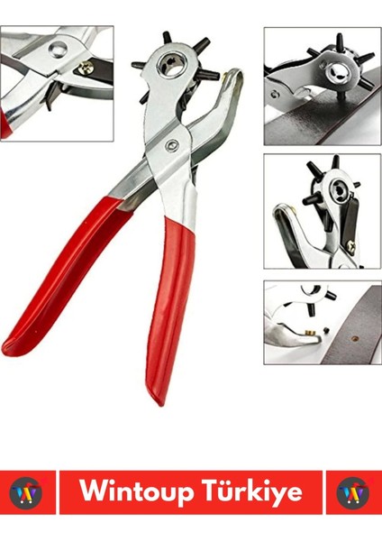 Özel Üretim Kaliteli Delik Uç Açıcı Ayarlanabilir 6 Farklı Uçlu Metal Kemer Delme Pensesi