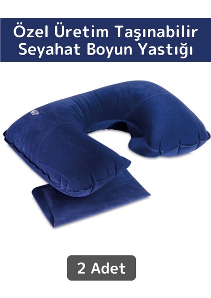 Premium Yüksek Kaliteli Portable Şişirilebilir Taşınabilir Yolcu Seyahat Ense Boyun Yastığı 2 Adet