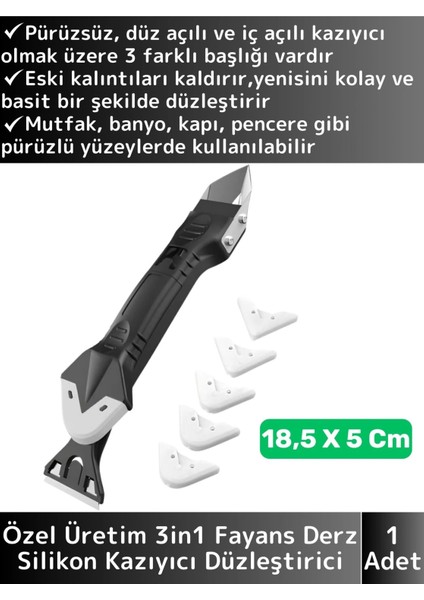 Yüksek Kaliteli Kompakt 3 in 1 5 Silikon Başlıklı Fayans Derz Silikon Kazıyıcı Uygulayıcı