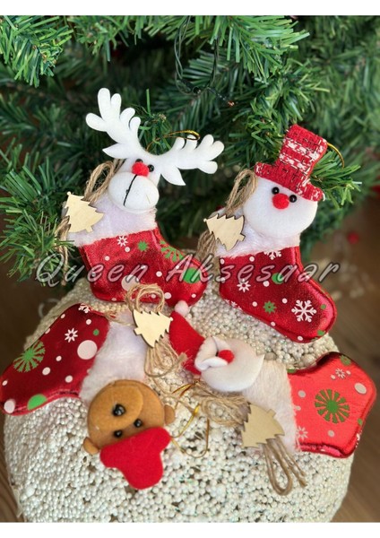 Lüks Koleksiyonluk Yılbaşı Ağacı Süsü Parlak Çorap Noel Kutup Ayısı 3 Boyutlu Oyuncak Dekor Ağaç