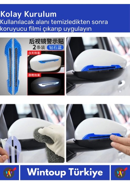 Özel Üretim Yüksek Kaliteli Oto Araç Otomobil Ayna Kapı Koruyucu Reflektörlü Şerit 4 Adet
