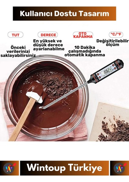 Premium LCD Ekran Çift Birimli Ölçüm Hafızalı Et Sıvı Mama Sıcak Soğuk Saplamalı Gıda Termometresi indirimleri