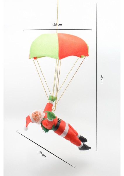 Premium Parşütlü Noel Baba Yılbaşı Süs 68 cm