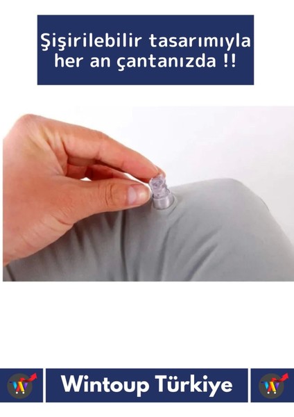 Premium Yüksek Kaliteli Portable Şişirilebilir Taşınabilir Yolcu Seyahat Ense Boyun Yastığı 2 Adet
