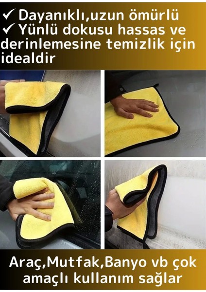 Premium Yünlü Mikrofiber Araba Mutfak Banyo Lavabo Yıkama Temizleme Bezi 2 Adet