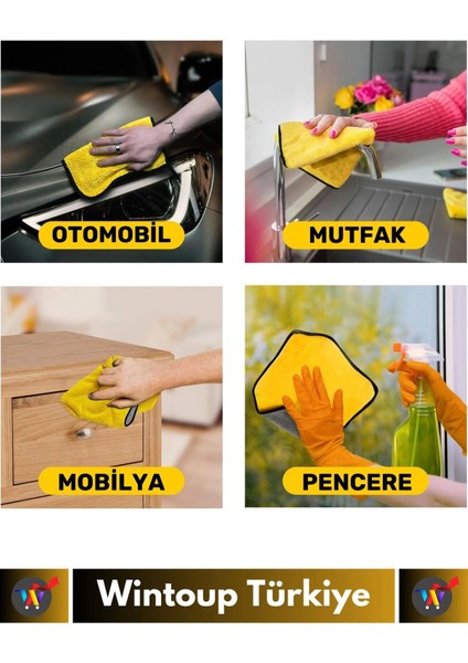 Premium Yünlü Mikrofiber Araba Mutfak Banyo Lavabo Yıkama Temizleme Bezi 2 Adet