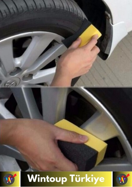 Premium Uzun Ömürlü Ekstra Parlak Oto Iç Dış Otomobil Trim Lastik Temizleme Parlatma Süngeri 8 Adet