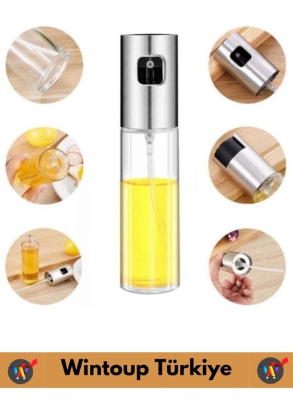 Yüksek Kaliteli Uzun Ömürlü Mutfak Yağ Sirke Limon Suyu Çok Amaçlı Spreyli 100 ml Cam Yağdanlık 2 Ad
