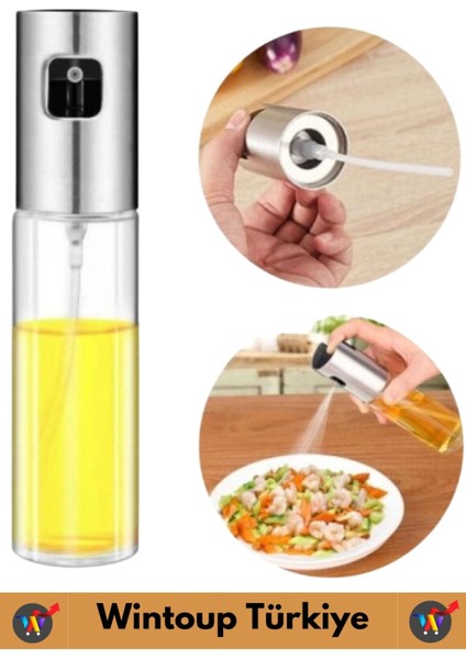 Yüksek Kaliteli Uzun Ömürlü Mutfak Yağ Sirke Limon Suyu Çok Amaçlı Spreyli 100 ml Cam Yağdanlık 2 Ad