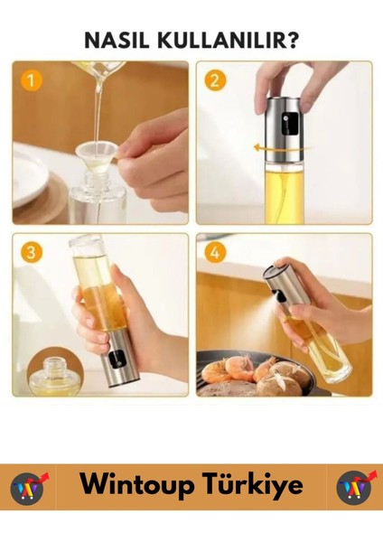 Yüksek Kaliteli Uzun Ömürlü Mutfak Yağ Sirke Limon Suyu Çok Amaçlı Spreyli 100 ml Cam Yağdanlık 2 Ad