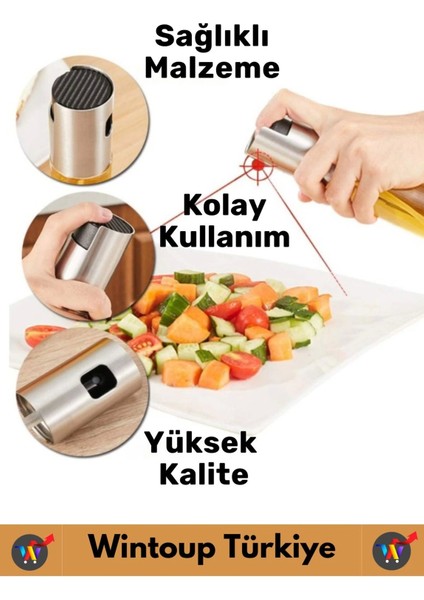 Yüksek Kaliteli Uzun Ömürlü Mutfak Yağ Sirke Limon Suyu Çok Amaçlı Spreyli 100 ml Cam Yağdanlık 2 Ad