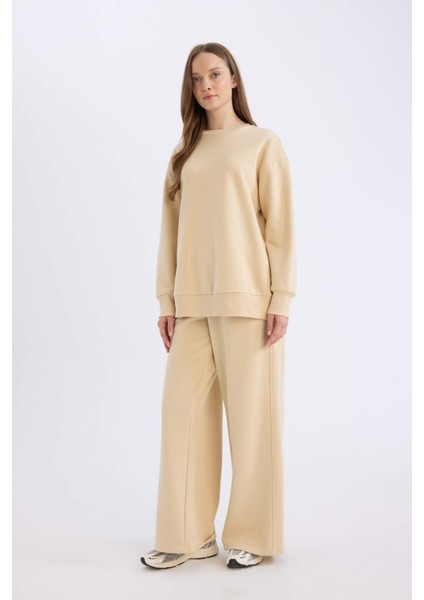 Straight Fit Kalın Eşofman Altı Basic Düz Beli Lastikli Geniş Bol Paça E4979AX24WN fiyatları