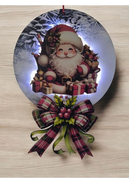 LED Işıklı Noel Babalı Yılbaşı Kapı Süsü