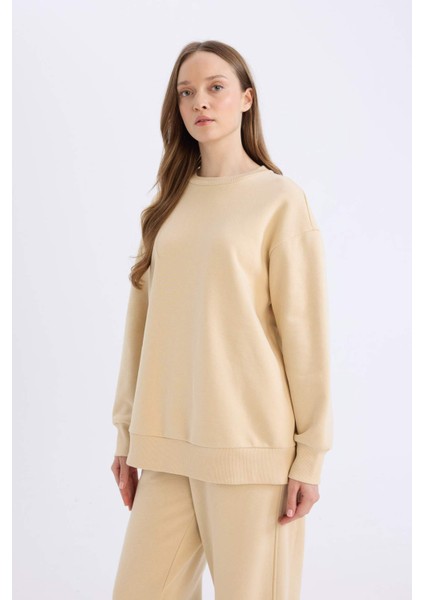 Relax Fit Bisiklet Yaka İçi Yumuşak Tüylü Kalın Sweatshirt Tunik E4978AX24WN modelleri