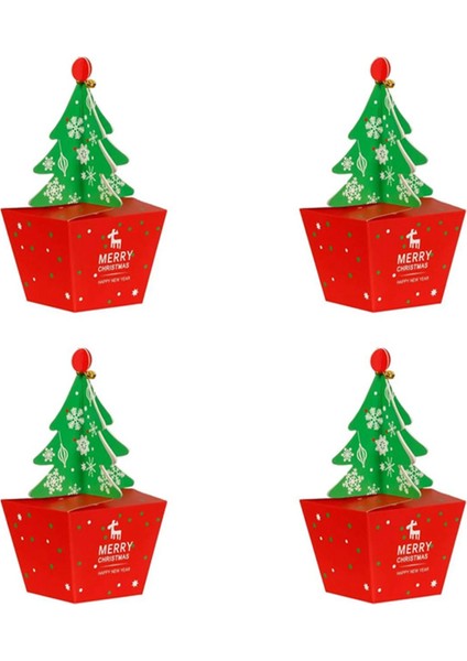 Noel Ağaçlı Yılbaşı Şeker Kutuları - 4 Adet