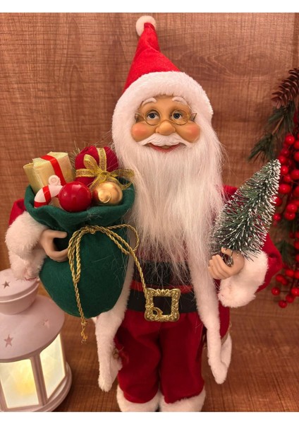 Noel Baba 45 Cm Hediye Çuval Ve Çam Ağacı Aksesuarıyla Yılbaşı Süsü modelleri
