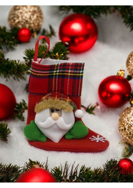 Kırmızı Noel Baba Yılbaşı Çorabı Yılbaşı Süs Aksesuarları