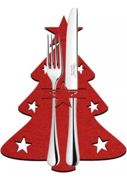 Çam Ağacı Model Yılbaşı Yeni Yıl Noel Eğlenceli Çatal Kaşık Bıçak Kılıfı 4 Adet