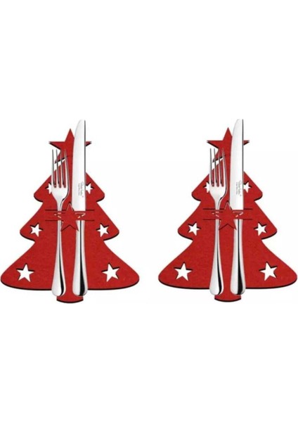Çam Ağacı Model Yılbaşı Yeni Yıl Noel Eğlenceli Çatal Kaşık Bıçak Kılıfı 4 Adet