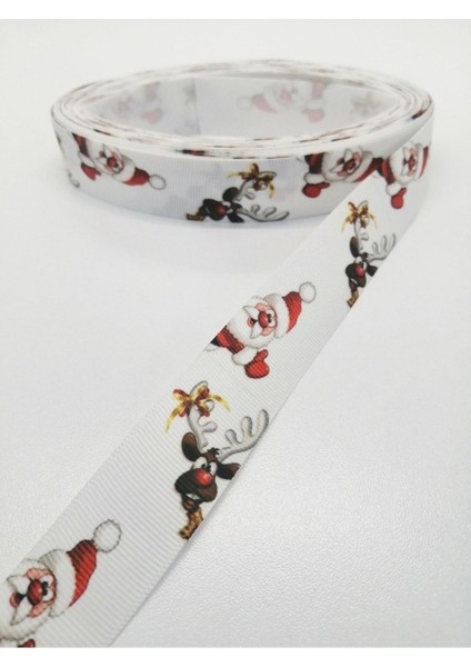 Beyaz Noel Baba Desenli Grogren Kurdele 2 5 cm 2 M modelleri