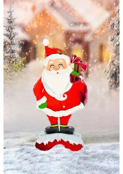 Noel Baba Ayakta Duran Folyo Balon Yeni Yıl Kutlama Dekor Süsleme Balonu