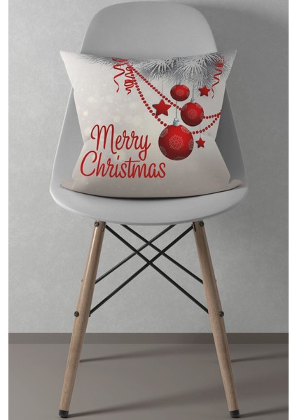 Kırmızı Noel ve Yılbaşı Desenli Süet Kırlent Kılıfı, 43x43 cm, şık ve sıcak dekorasyon