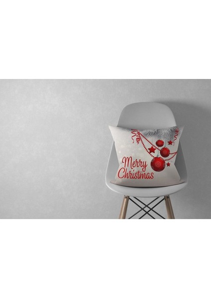 Kırmızı Noel ve Yılbaşı Desenli Süet Kırlent Kılıfı, 43x43 cm, şık ve sıcak dekorasyon fiyatları