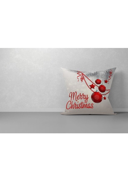 Kırmızı Noel ve Yılbaşı Desenli Süet Kırlent Kılıfı, 43x43 cm, şık ve sıcak dekorasyon modelleri
