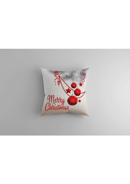 Kırmızı Noel ve Yılbaşı Desenli Süet Kırlent Kılıfı, 43x43 cm, şık ve sıcak dekorasyon indirimleri