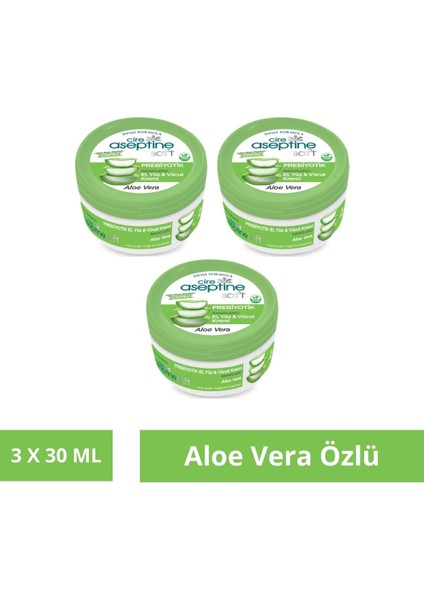 Soft Aloe Vera Özlü Rahatlatıcı Besleyici Prebiyotikli Krem 30 ml x 3 Adet