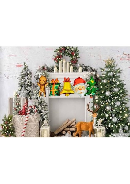 Yılbaşı Partisi Noel Baba Çam Ağacı Folyo Balon Set modelleri