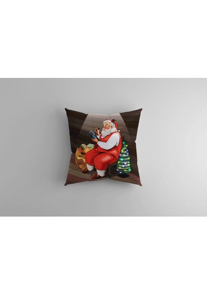 Noel Baba Yılbaşı Desenli Kırmızı Kırlent Kılıfı, Merry Christmas ,noel Yeni Yıl ,yılbaşı si